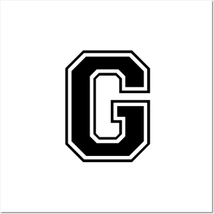 Initial Letter G - Varsity Style Design - Black text Posters and Art